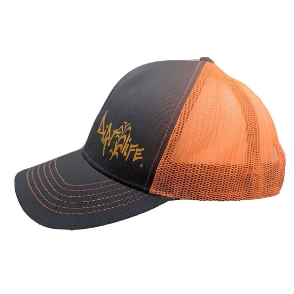 DirtLife Graphic Logo Dirt Bikers Orange Grey Mesh Snapback Truckers Hat Cap - Picture 4 of 13